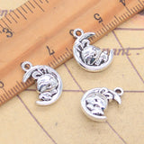 10 Uds. De dijes de conejo y Luna, 17x12mm, colgantes de Color plata antigua, fabricación de joyería tibetana hecha a mano DIY