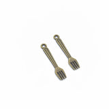 30pcs Metal Charms Antique Silver color Spoon Fork Charms Pendant For Jewelry Findings DIY Crafts 24*6mm J203