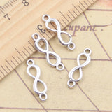 30 Uds. De dijes de enlace, conexión de símbolo infinito, 20x6mm, colgantes de Color plata antigua, fabricación de joyería tibetana hecha a mano DIY