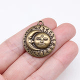 10pcs 29x25mm 2 Colors Antique Bronze Color Antique Silver Color Face Sun Moon Charms For DIY Jewelry Making