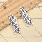 20 piezas dijes de ácido déoxribonucleico espiral ADN 25x9mm colgantes de Color plata antigua para hacer joyería tibetana hecha a mano DIY