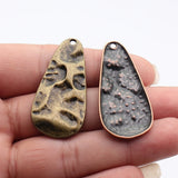 4pcs 47x23mm 2 Colors Antique Bronze Color Antique Copper Color Textured Teardrop Pendant For DIY Jewelry Making