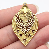 4pcs 51x30mm 2 Colors Antique Silver Color Antique Gold Color Openwork Spindle-Shaped Earrings Pendant