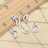 30 Uds dijes pequeña luna encantadora 11x6mm colgantes de Color plata antigua DIY hacer joyería tibetana hecha a mano