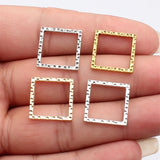 20pcs 17x17mm 4 Colors Hammered Texture Geometric Hollow Square Frame Charms