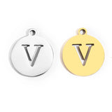 5pcs Stainless Steel Necklace Fashion Gold Color Initial Charms Metal Round A To Z Letters For Women Single Name Jewelry Gifts