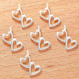 30pcs 6 Color Exquisite Heart Shaped Charm for Necklace Keyring Pendant  DIY Handmade Jewelry Accessories 13*17mm A146