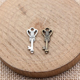 40pcs 19x7.6mm 2 Colors Antique Bronze Color Antique Silver Color Small Key Charms For DIY Jewelry Making