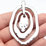 1pcs 68x44mm 2 Colors Rhodium Color Exaggerated Three-Layered Geometric Hollow Hammered Patterns Pendant