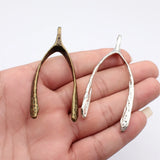 1pcs 78x32mm 2 Colors Antique Bronze Color Antique Silver Color Hammered Wishing Bone Pendant For DIY Jewelry Making