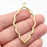 4pcs 65x34mm 4 Colors Kc Gold Color Hollow Leaf-Shaped Pendant