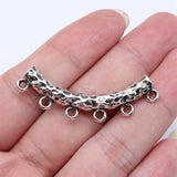 5 piezas de 45 x 16 x 6,6 mm, color plata antigua, con seis agujeros martillados, accesorios para trenzas de pelo huecas, accesorios de joyería para rastas.