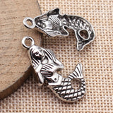 10pcs 34x21mm 2 Colors Antique Silver Color Rhodium Color One-Sided Mermaid Pendant For DIY Jewelry Making