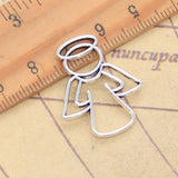 10 Uds. De dijes de Ángel de 27x23mm, colgantes de Color plata antigua, fabricación de joyería tibetana hecha a mano DIY