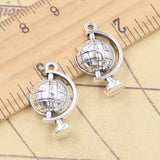 Colgantes de Color plata tibetana con forma de globo terráqueo, fabricación de joyas antiguas, manualidades hechas a mano, 22x13mm, 10 piezas