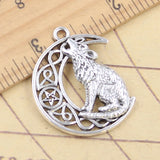 10 Uds. De dijes de estrella vikinga, Luna, Lobo, búho, 33x26mm, colgantes de Color plata tibetana, fabricación de joyería antigua, artesanía hecha a mano DIY