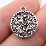 10pcs 20x18mm Antique Silver Color Flower Charms For DIY Jewelry Making