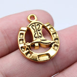10pcs 25x19mm Gun Black Color Cowboy Boots Horse Shoe Charms For DIY Jewelry Making