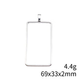 Marcos de pegamento geométricos huecos de color plata antigua, 10 unidades, 69 x 33 x 2 mm, rectangulares, para fabricación de joyas.