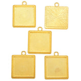 5pcs 6Color square Necklace Charm DIY Setting Cabochon Cameo Base Tray Bezel Blank Fit 25mm Cabochons Jewelry Making 36*31mm C47