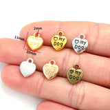 20pcs 6 Colors My dog heart shaped Charm for Necklace Keyring Pendant DIY Handmade Jewelry Accessories 10*13mm A144