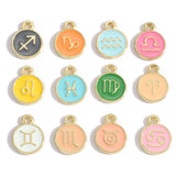 12 PCS 13x10mm 12 Constellation Charms Pendant Enamel Charms Bracelet For Jewelry Making Handmade Craft Accessories W539