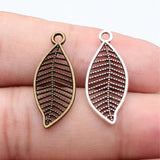 40pcs 27x11mm 2 Colors Antique Bronze Color Antique Silver Color Leaves Charms For DIY Jewelry Making