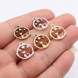 20pcs 18x17mm 5 Colors Hollowed-Out Cat Star Circle Charms For DIY Jewelry Making
