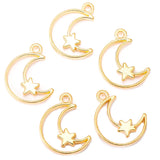 25pcs 5 colors alloy Hollow moon Charm Star Pendant For DIY Necklace Bracelet Earrings Jewelry Crafts Making Accessories