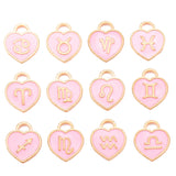 12 PCS/Lot 14x14mm 12 Constellation Charms Pendant Heart Enamel Charms Bracelet For Jewelry Making Handmade Craft Accessories