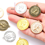 10 pcs 4 colors Coin Charms Antique Bronze round metal pendant DIY Jewelry Making 28*24mm J414