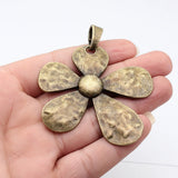 1pcs 79x69mm 3 Colors Antique Bronze Color Antique Silver Color Antique Gold Color Large Hammered Flower Pendant
