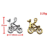 10pcs 21x18mm 2 Colors Antique Silver Color Antique Gold Color Couple Bike Charms For DIY Jewelry Making