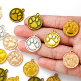 10pcs 5 Color circular Dog footprints Charm DIY Key Chain Bracelet Necklace Pendant  Jewelry Handmade Accessories 22*19mm D9336