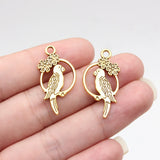 20pcs 29x15mm 3 Colors Antique Bronze Color Antique Silver Color Antique Gold Color Double-Sided Flower And Bird Charms