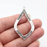 4pcs 60x35mm 2 Colors Openwork Marquise-Shaped Carved Hammered Earrings Pendant