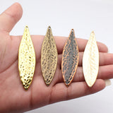 2pcs 85x20mm 4 Colors Kc Gold Color Hammered Large Leaf Pendant