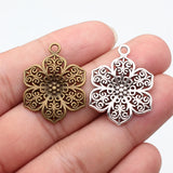10pcs 31x27mm 2 Colors Antique Bronze Color Antique Silver Color Flowers Charms For DIY Jewelry Making