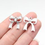 10pcs 20x18mm 2 Colors Antique Bronze Color Antique Silver Color Bow Charms For DIY Jewelry Making