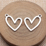 20pcs 22x20mm 5 Colors Geometric Openwork Heart Charms For DIY Jewelry Making