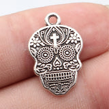 10pcs 22x15mm 2 Colors Antique Silver Color Antique Gold Color Cross-Patterned Skull Charms For DIY Jewelry Making