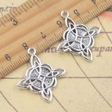 10 Uds. De dijes de amuleto de flor de 28x25mm, colgantes de Color plata antigua, joyería tibetana hecha a mano DIY