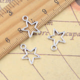 30 Uds. De dijes huecos con forma de estrella, 14x12mm, colgantes de Color plata antigua, fabricación de joyería tibetana hecha a mano DIY