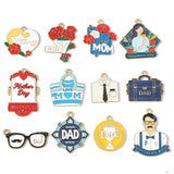 10pcs Colorful Drip-Style Alloy Pendants for Father's Day & Mother's Day DIY Keychain & Bracelet Jewelry Accessories W578