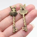 5pcs 50x15mm 2 Colors Antique Bronze Color Antique Silver Color Rabbit Key Charms For DIY Jewelry Making