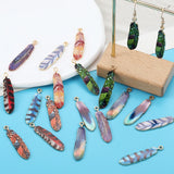 10Pcs Alloy Bohemian Ethnic Style Charms Colorful Enamel Feather For Earrings Pendant DIY Jewelry Craft Alloy Accessorie 9*38mm