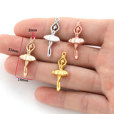10pcs 4 Color Ballerina girl Charms Alloy Metal For earring Pendants DIY Handmade Jewelry Accessories Making 14*33mm I1136