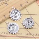 10 Uds. De dijes de Ojo del demonio, 21x18mm, colgantes de Color plata tibetana, fabricación de joyería antigua, artesanía hecha a mano DIY