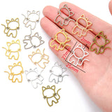 20pcs 5colors Zinc alloy Filigree Stamping Pendants cat Hollow Metal Charms DIY Necklace earrings Jewelry Accessories 27mmx 25mm