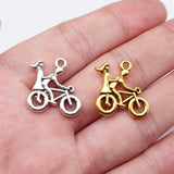 10pcs 21x18mm 2 Colors Antique Silver Color Antique Gold Color Couple Bike Charms For DIY Jewelry Making
